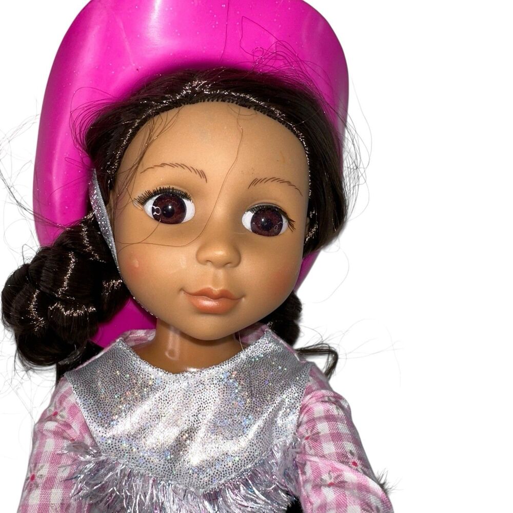 Cowgirl Doll Pink Plaid Shirt Blue Jeans Cowboy Hat Boots Western Play Toy Kid - Picture 3 of 11
